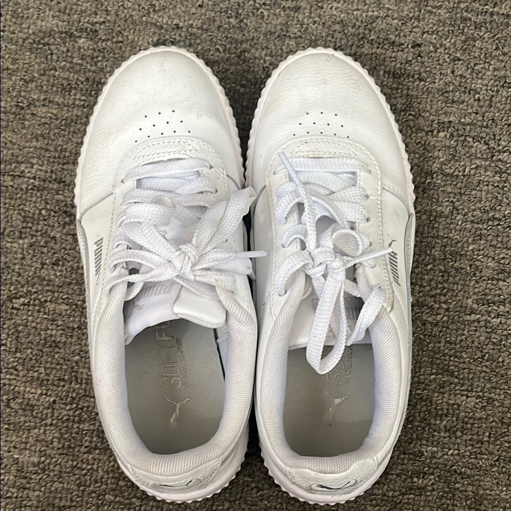 Women’s Puma White Sneakers Low-Top Textured Leather